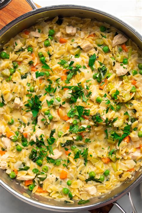 Creamy Chicken Orzo With Peas Spinach MindtoHealth