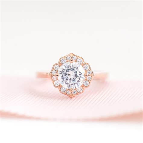 Rose Gold Promise Ring Unique Engagement Ring Vintage - Etsy