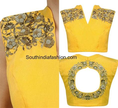 Floral Zardosi Work Blouse Designs – South India Fashion