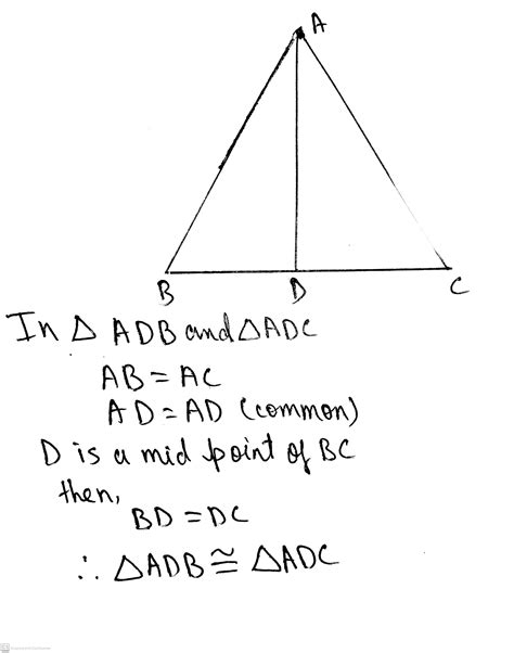 In figure Δ ABC is isosceles with AB AC D is the mid point of