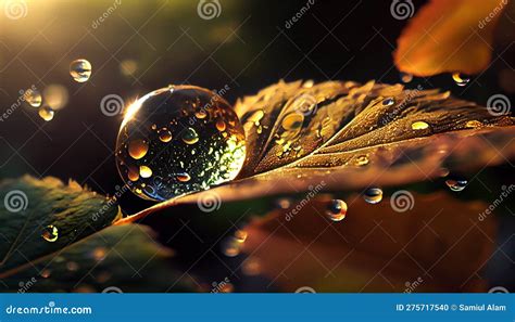 Beautiful Water Drops Sparkle In Sun On Leaf Stock Photo Image Of