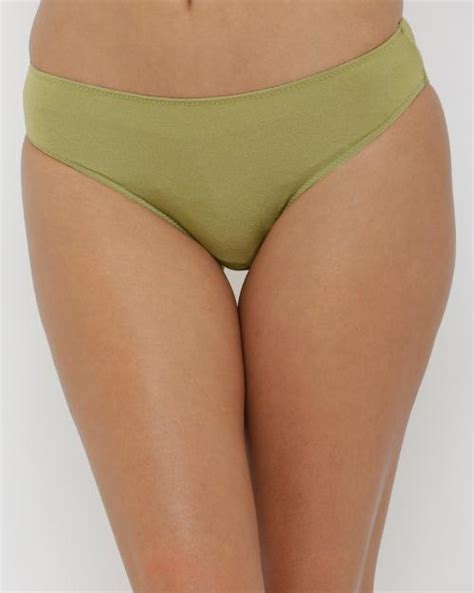 Buy Candour London Women Green Mid Rise Bikini Briefs P Bi Olive