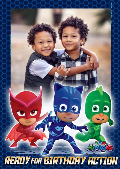 Pj Masks Birthday Card Ready For Birthday Action Photo Upload Moonpig