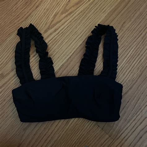 Aerie Black Bandeau Bikini Top Size Xs Straps Are Depop