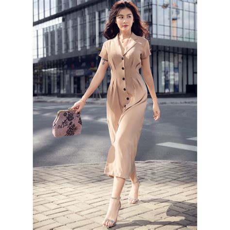 ẢNH THẬT CUỐI Đầm Maxi Sơ Mi Xoè Nude DM899 BigBuy360 bigbuy360 vn