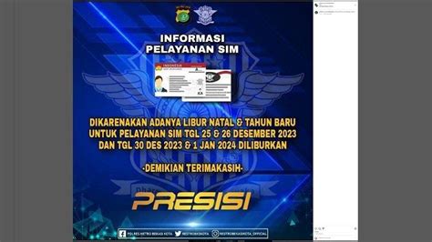 Libur Natal Dan Tahun Baru Layanan Perpanjangan Sim Di Kota Bekasi