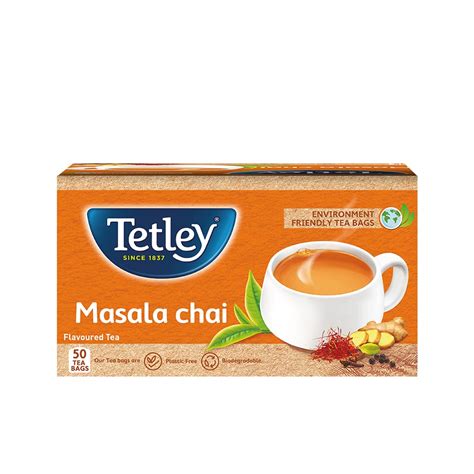 Buy Tetley | Masala Chai With Natural Flavour | Black Tea | 50 Tea Bags ...