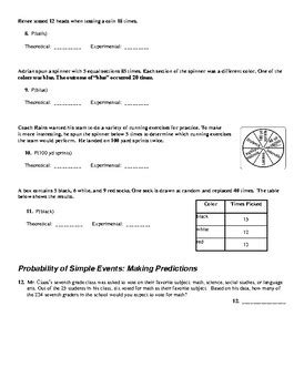 Probability Of Compound Events Worksheets PDF 7 SP C 8 A 7th