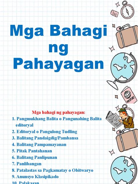 Bahagi Ng Pahayagan Pdf