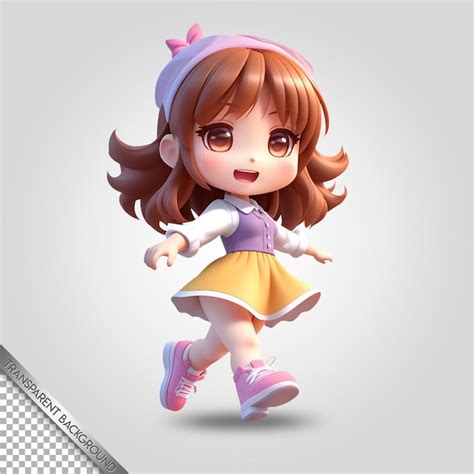 Fundo Transparente De Desenho Animado Fofo De Personagem Chibi Psd