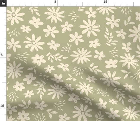 Country Floral On Sage Green Extra Fabric Spoonflower