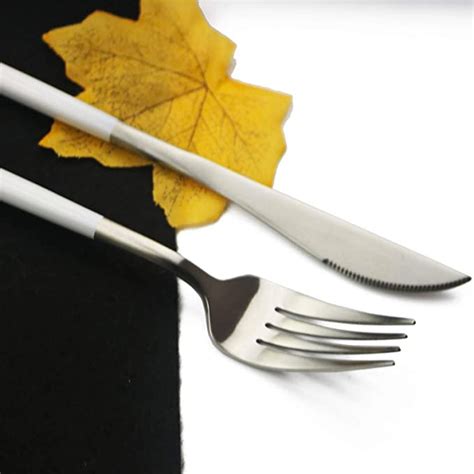 1810 White Handle Flatware Silver Silverware Set 304 Stainless Steel