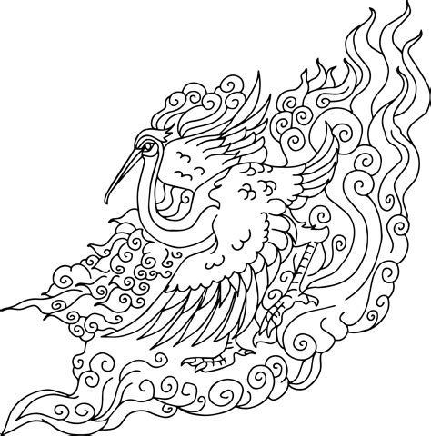 Print Design Asian Stork Outline Line Art 11633228 Vector Art At Vecteezy