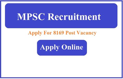 MPSC Recruitment 2024 Apply Online For 8169 Post Mpsc Gov In