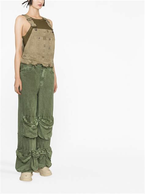 R13 Utility Multi Pocket Wide Leg Jeans Green FARFETCH