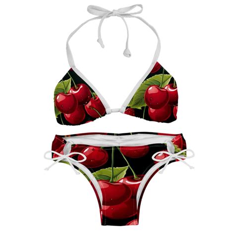 Cherry Detachable Sponge Adjustable Strap Bikini Set Two Pack For Various Scenes Walmart