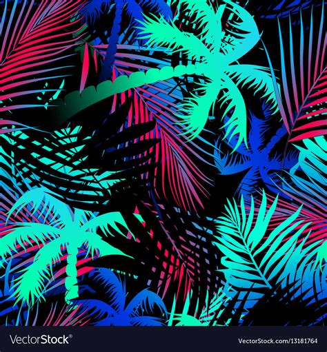 Tropical Colored Palm Leaves Seamless Pattern Vector Image