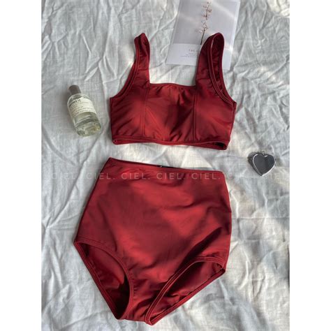 Set bikini mảnh cổ U nhiều màu CieL swimwear Ship hoả tốc Shopee Việt Nam