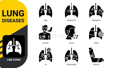 Lung Disease Icons Set Stock Vector Illustration Of Mask 324999581