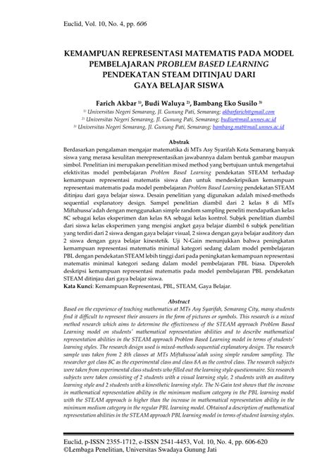 PDF KEMAMPUAN REPRESENTASI MATEMATIS PADA MODEL PEMBELAJARAN PROBLEM