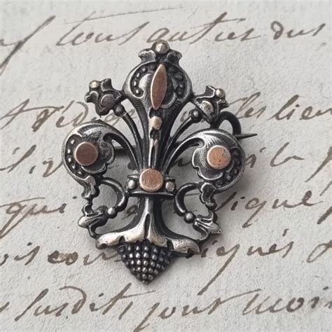 BROCHE ANCIENNE FLEURS De Lys XIXè French Victorian Brooch 19thC EUR 48