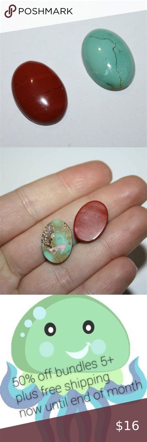 Beautiful Natural Stone Jasper And Turquoise Caboc Loose Stones X Mm