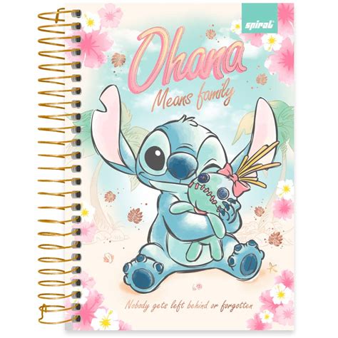 Caderno 1 4 Capa Dura Espiral 160 Folhas Disney Stitch Spiral P