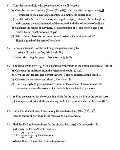 #1 . Consider the cardioid with polar equation r-a (1 | Chegg.com