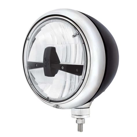 Black Guide Style Hot Rod Headlight W No Turn Signal Blackout 5 High Power LED Headlight