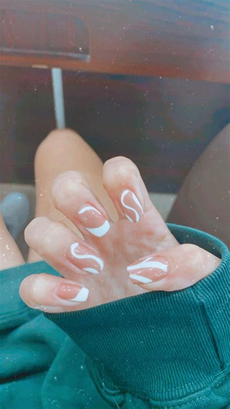 Swirl Nails For Summer 2021 Acrylic Nails Nude Wave Nails White Nail Designs