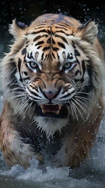 Premium AI Image | Tiger in snow Closeup portrait of a white tiger with ...