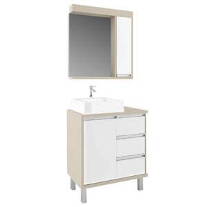 Gabinete Para Banheiro 70cm 3 Gavetas Nude E Branco Lilies Leroy Merlin