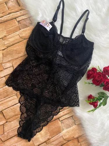 Body Renda Aro Sem Bojo Lingerie Sensual Forro Parcelamento Sem Juros
