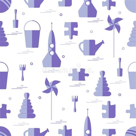 Vector Pattern Of Different Kids Toys Objects Rocket Puzzle B Stock