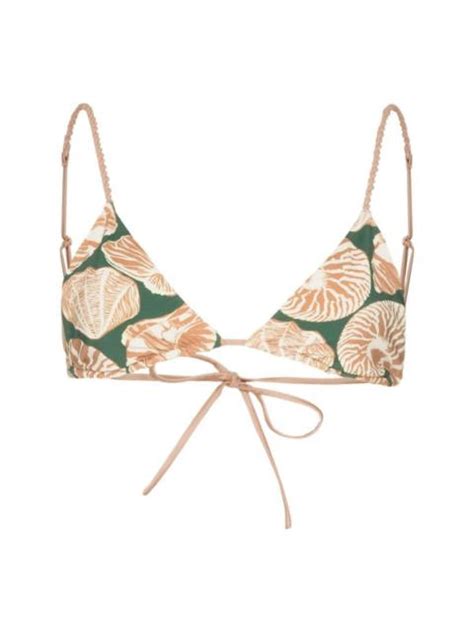 Johanna Ortiz Seashell Graphic Triangle Bikini Top Reversible