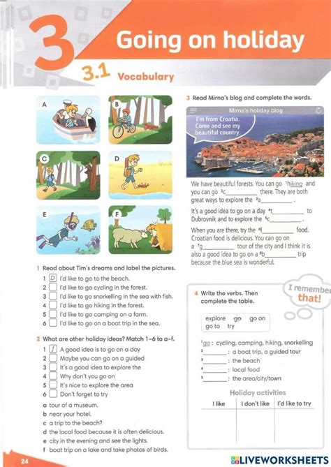 Go getter 3 unit 3.1 worksheet | English lessons for kids, English ...