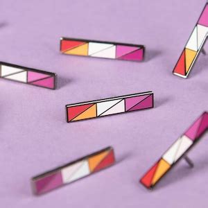 Community Lesbian Bar Pin Subtle Pride Accessory LGBT Enamel Queer Lipstick Feminine Orange