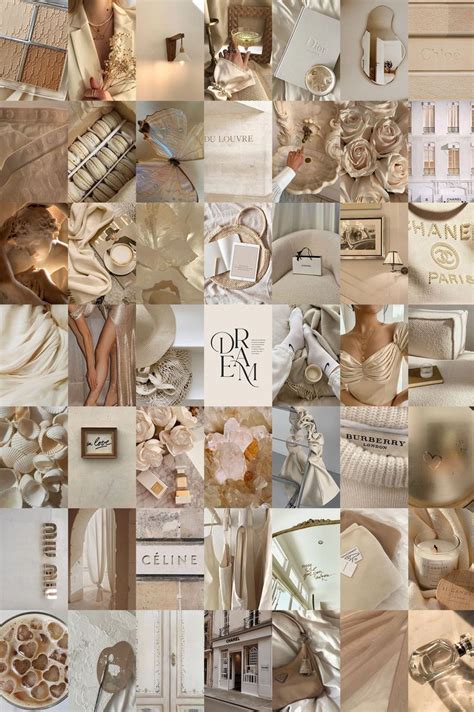 Cream Aesthetic Wall Collage Beige Poster Collage Nude Cream Wall Collage Prints Print