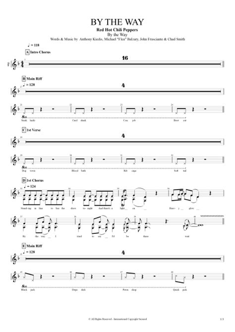 By The Way Tab By Red Hot Chili Peppers Guitar Pro Full Score Mysongbook