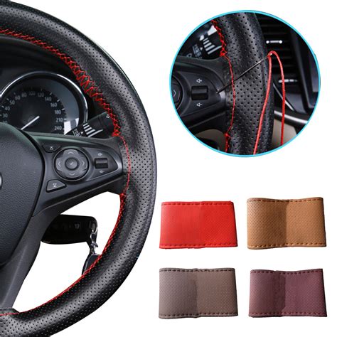 DIY Hand Sew PU Leather Car Auto Steering Wheel Cover 38cm With Needle