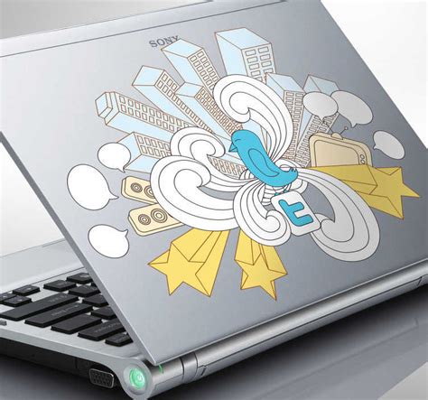 наклейка на ноутбук твиттер - TenStickers