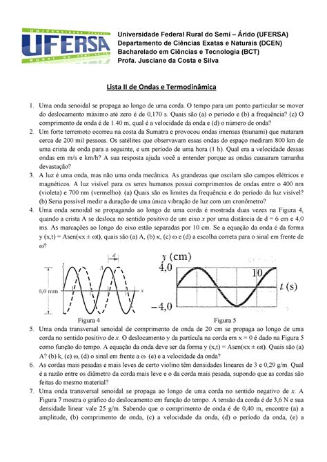 Lista Ii Ondas 1 Anotacoes Lista Ii De Ondas E Termodinâmica Uma