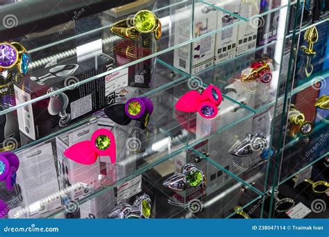 Minsk Belarus Dec Interior Of A Sex Shop Showcase With Anal Plugs To Stimulate