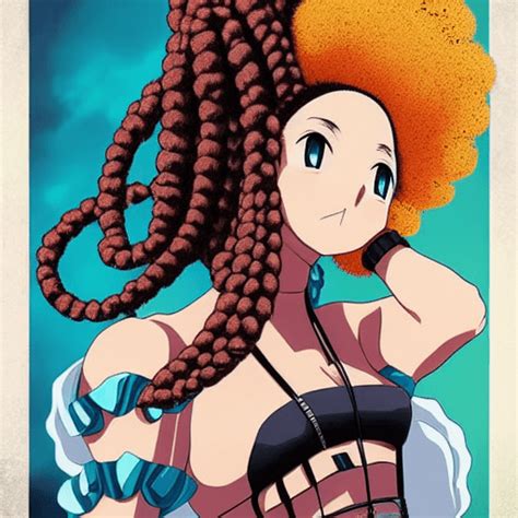 Ganzk Rper Afro Braids Anime Fighting Sthetik Poster Kunst Manga Rauch