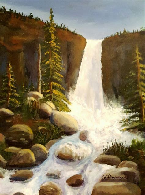 Mountain Waterfall Oil Painting Oil Canvas Rover - lacoquetteac