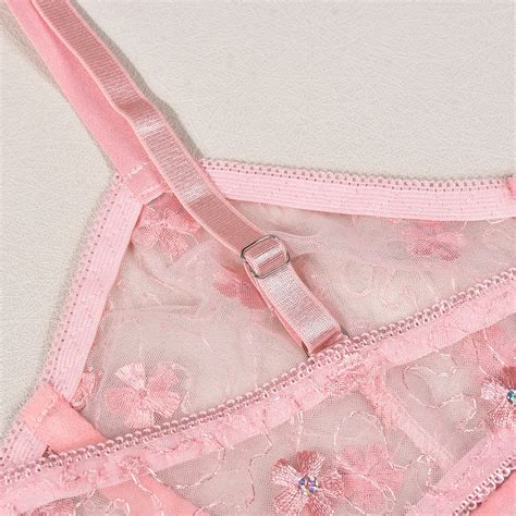 Sexy Transparent Lace Lingerie Set Women Floral Embroidery Underwear Wholesale Sheer Nightwear