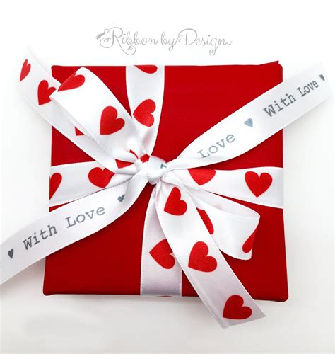 Valentine Ribbon Red Hearts In A Row For T Wrap Favors Etsy