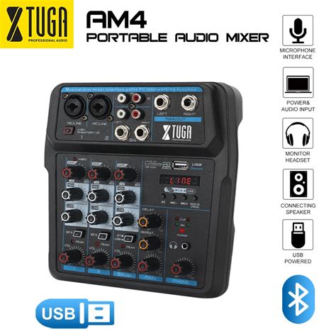 Xtuga Am Channels Audio Mixer Sound Mixing Console With Bluetooth