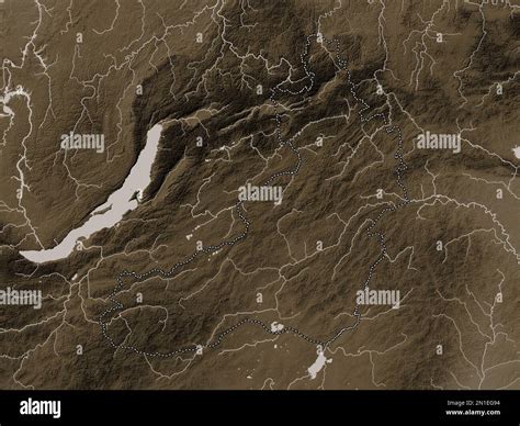 zabaykalye territory  russia elevation map colored  sepia tones  lakes  rivers