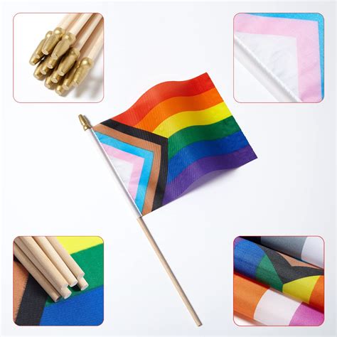 Snapklik ZXvZYT Pack Progress Pride Rainbow Flags Gay LGBT Small Mini Hand Held Stick